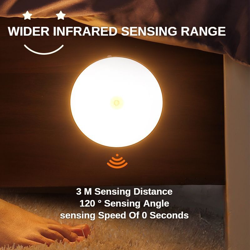 LED Motion Sensor Light - Induction Night Wall Lamp | USB Charging Wireless Smart Light| Bedroom Cabinet Stairs Hallway Bathroom Kitchen Parlor Closet Wardrobe Entrance Ceiling Walls