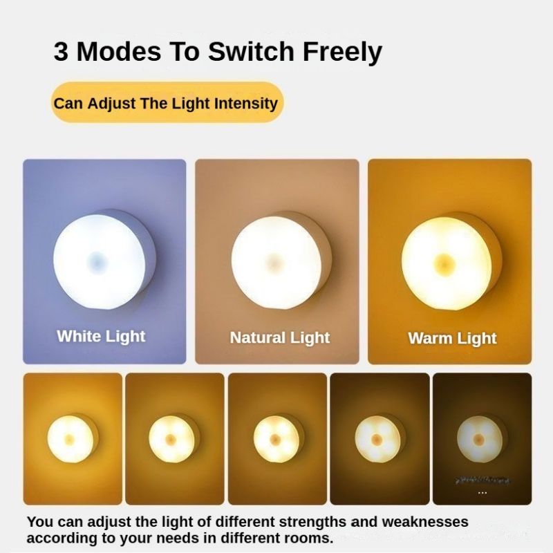 LED Motion Sensor Light - Induction Night Wall Lamp | USB Charging Wireless Smart Light| Bedroom Cabinet Stairs Hallway Bathroom Kitchen Parlor Closet Wardrobe Entrance Ceiling Walls
