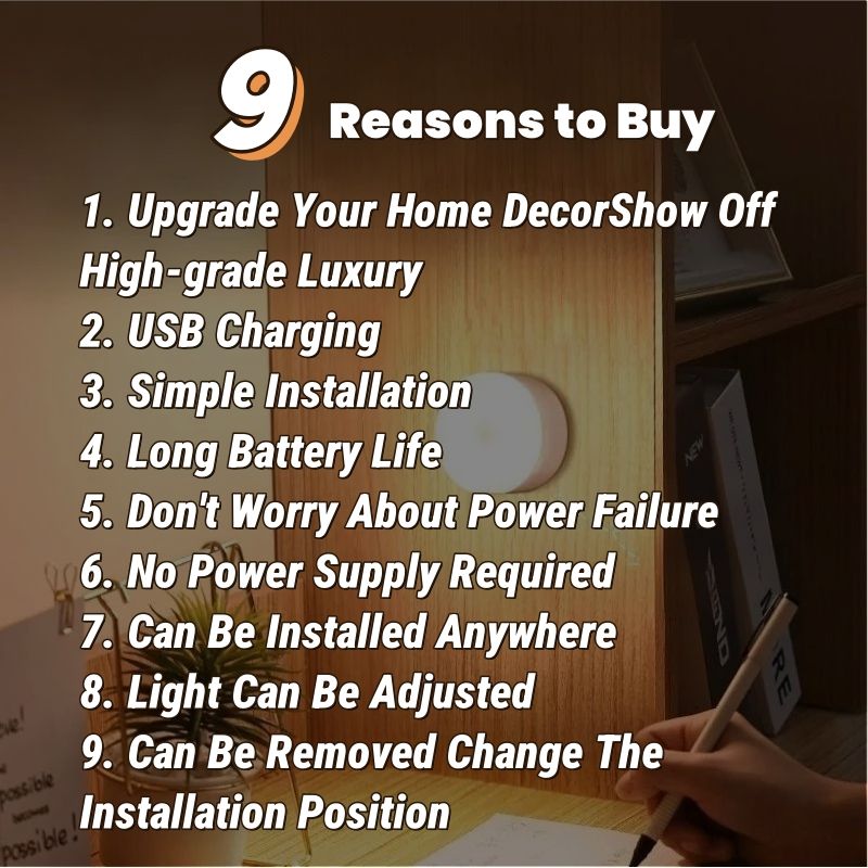 LED Motion Sensor Light - Induction Night Wall Lamp | USB Charging Wireless Smart Light| Bedroom Cabinet Stairs Hallway Bathroom Kitchen Parlor Closet Wardrobe Entrance Ceiling Walls
