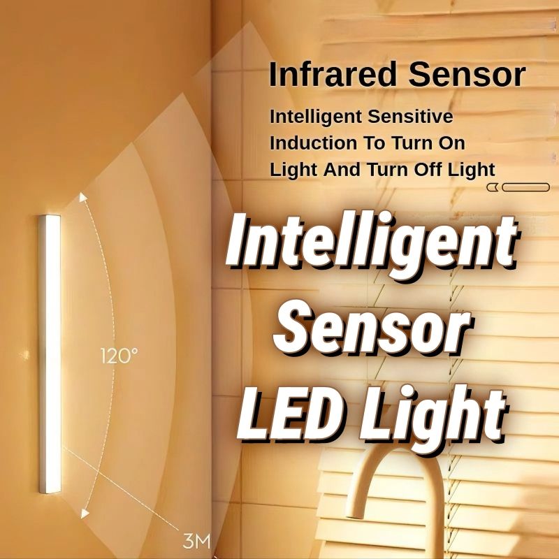 LED Motion Sensor Light - Induction Night Wall Lamp Strip | USB Charging Wireless Smart Light| Bedroom Cabinet Stairs Hallway Bathroom Kitchen Parlor Closet Wardrobe Entrance Ceiling Walls