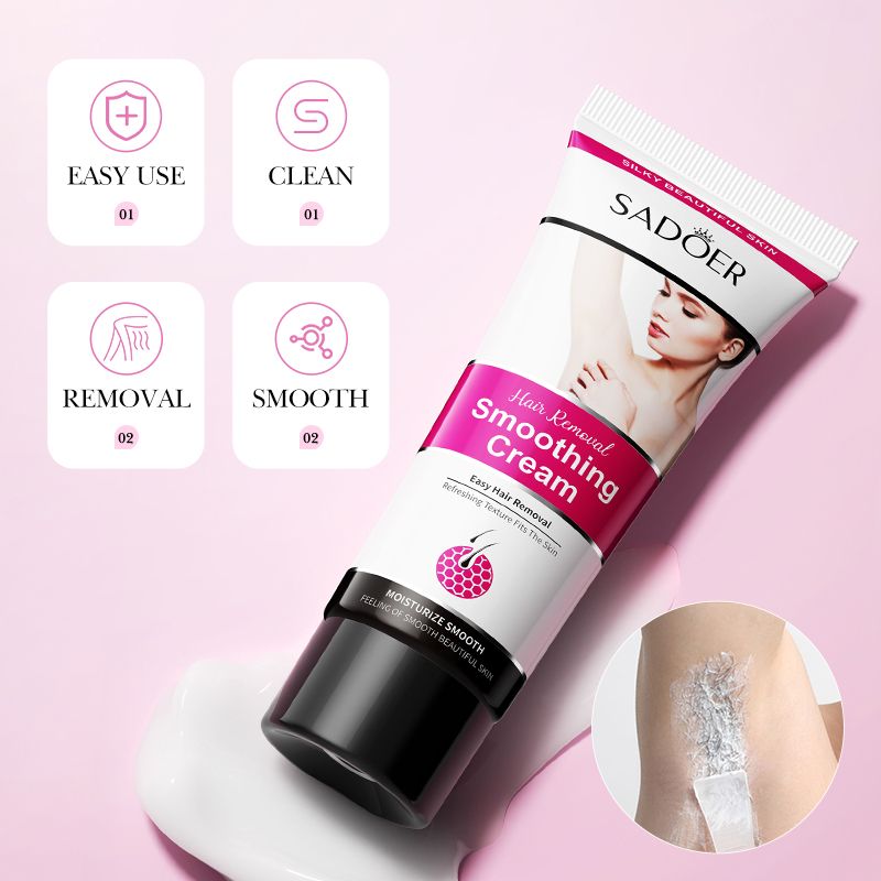 SADOER Depilatory Cream Women & Men Hair Remover Cream Legs Underarms Skin Care Set Alkaline Thioglycolate-Based Fast Acting Painless Prevents Ingrown Hairs Smooth Skin 100% Natural Ingredients