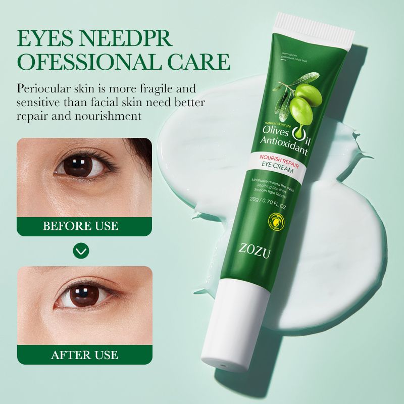 ZOZU Olive Oil  Nourishing Repairing Eye Cream Skin Care Dark Circles Wrinkles Natural Anti-Wrinkle Anti-Aging Moisturizing Firming Puffy Eye Treatment Under Brightening Beauty Reduces Wrinkles Smooth