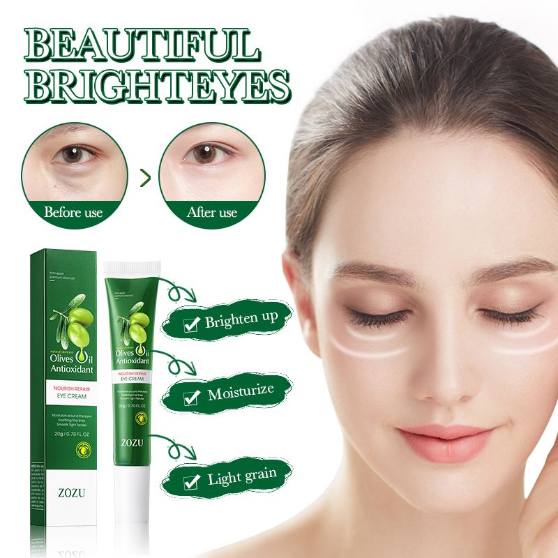 ZOZU Olive Oil  Nourishing Repairing Eye Cream Skin Care Dark Circles Wrinkles Natural Anti-Wrinkle Anti-Aging Moisturizing Firming Puffy Eye Treatment Under Brightening Beauty Reduces Wrinkles Smooth