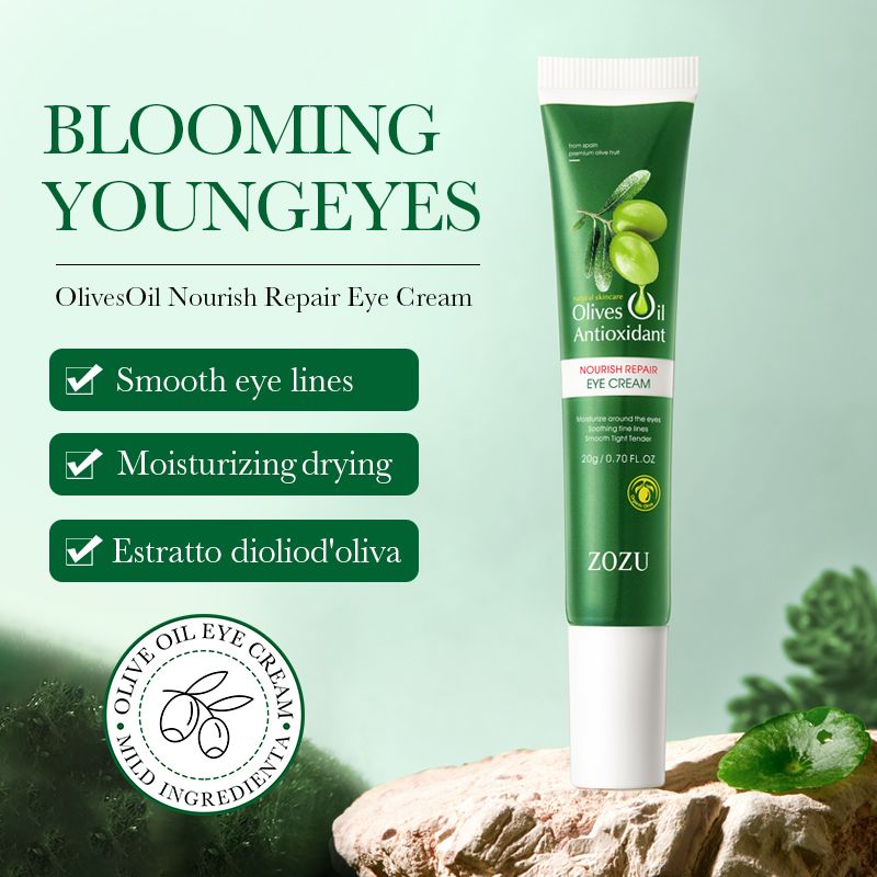 ZOZU Olive Oil  Nourishing Repairing Eye Cream Skin Care Dark Circles Wrinkles Natural Anti-Wrinkle Anti-Aging Moisturizing Firming Puffy Eye Treatment Under Brightening Beauty Reduces Wrinkles Smooth