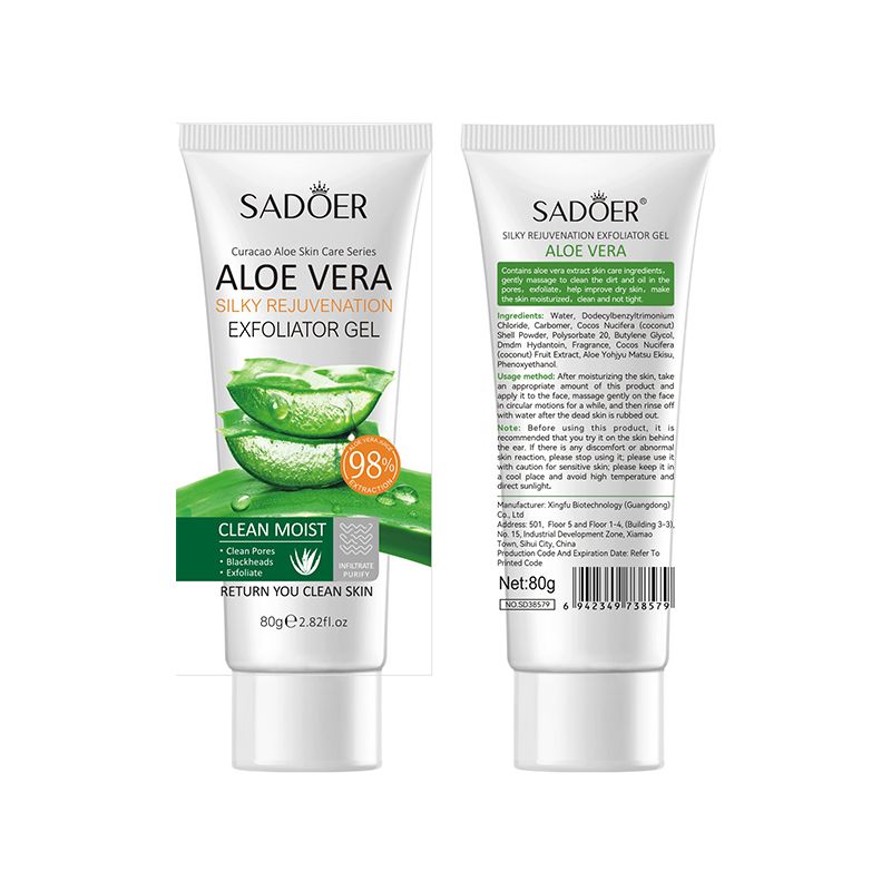 SADOER Skin Care Sst Silky Rejuvenation Exfoliator Gel Aloe Vera Pore Unclogging Gel Moisturize Acne Brighten Tone Tightens Pores Deep Cleansing Dead Skin Natural Skin Repair Makeup Residue Removal