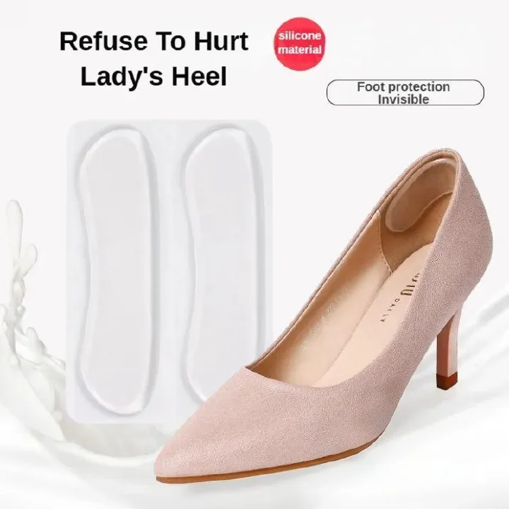 Ultra-soft Silicone Heel Pads Foot Pads Heel Protector Stops Foot Heel Blisters Prevents Skin Rubbing Raw Reusable Cushion Long-lasting Foot Protection Heel Pain Women Shoe Adjust Shoe Size