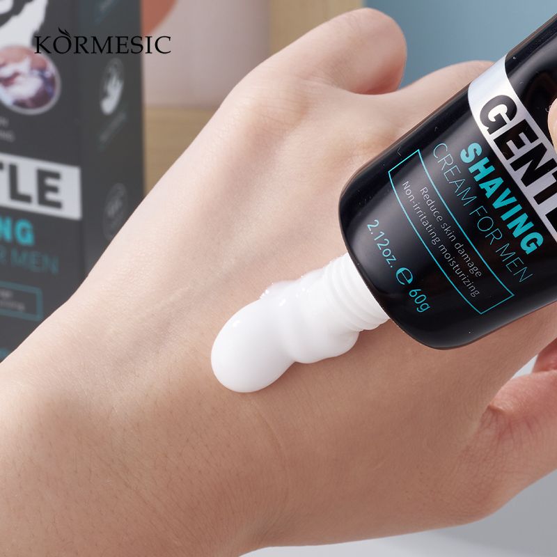 2pcs KORMESIC Men's Shaving Cream Set Aloe Vera Extract Formula Sensitive Skin Ultra Gentle Smooth Shave Beard Safety Razors Prevents Hurt Skin Beard Shaving Foam Bump-Free Anti-Irritation Hydrating