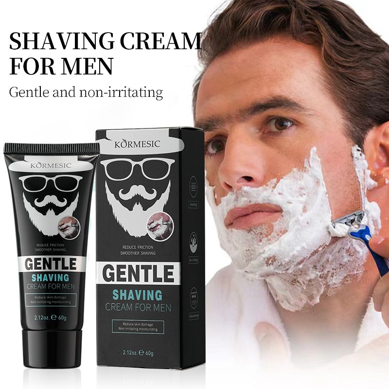 2pcs KORMESIC Men's Shaving Cream Set Aloe Vera Extract Formula Sensitive Skin Ultra Gentle Smooth Shave Beard Safety Razors Prevents Hurt Skin Beard Shaving Foam Bump-Free Anti-Irritation Hydrating