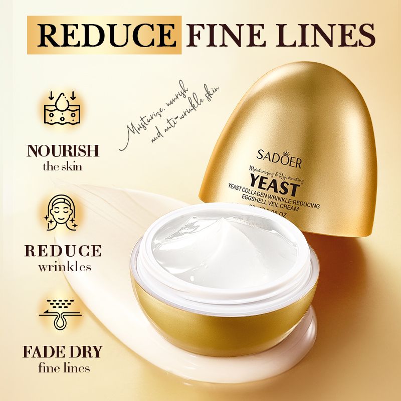 SADOER Anti-Wrinkle Face Cream Yeast Collagen Wrinkle-reducing egg shell veil cream Vitamin E Skincare Set Deep Hydration Mature Aging Skin Care Kit Reduce Fine Lines Firms Face Formulated Dry Climate