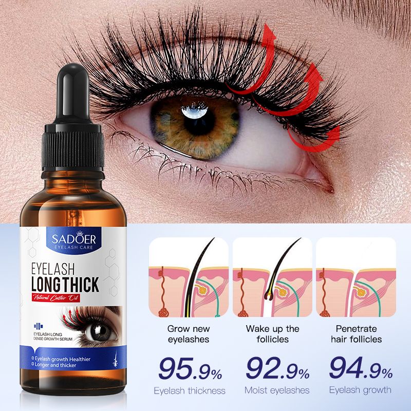 SADOER Natural Eyelash Serum Longer Eyelashes Thicker Eyelashes Fuller Eyelashes Eyelash Serum Lash Growth Serum Eyelash Growth Oil Lash Enhancer Lash Growth Treatment  Volumizing Lash Serum 30ml
