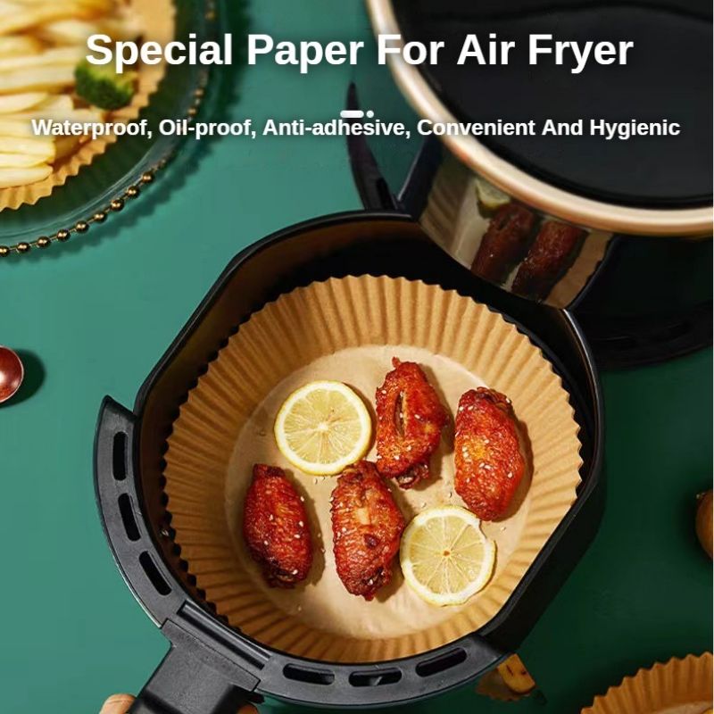 50pcs Air Fryer Paper Liner Disposable Airfryer Paper Mat Round Airfryer Paper Steamer Mat Baking Mats Air Fryer Accessories Oil-proof Non-stick Cook Tools Kitchen Oven Paper Baking Paper Microwave