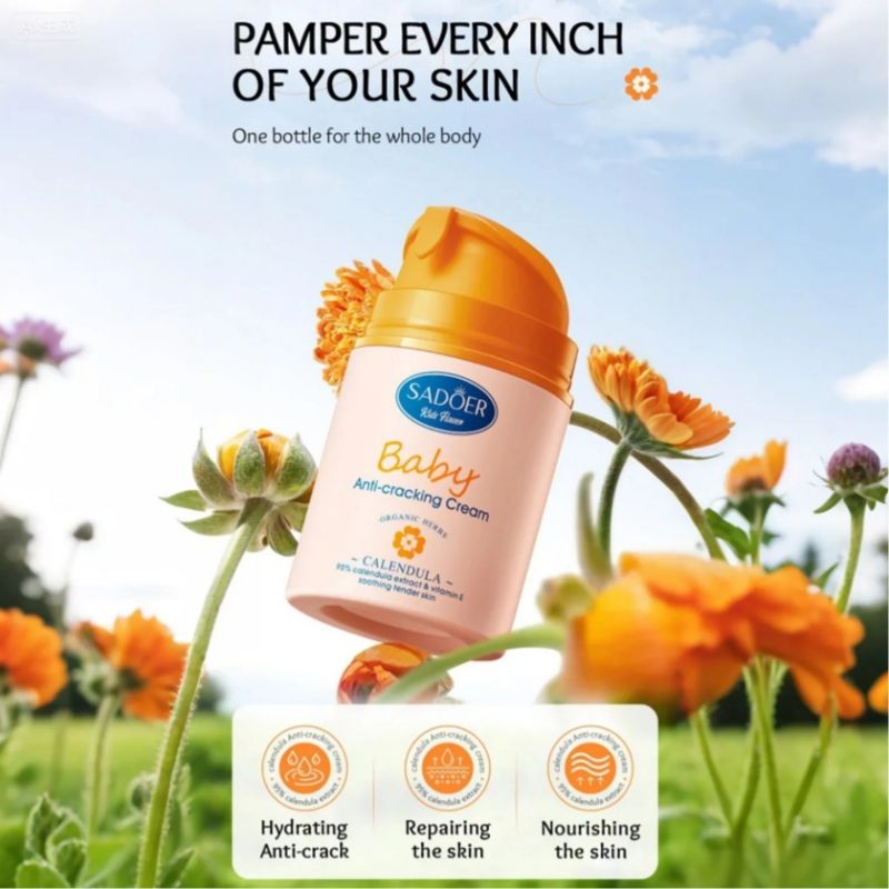 Calendula Baby Cream Sadoer Skin Care Set Sooth Tender Skin Child Skincare Child Cream Face Cream Vitamin E Moisturise Anti-crack Body Cream Prevent Redness Cracking Sooth Care Delicate Soft Smooth