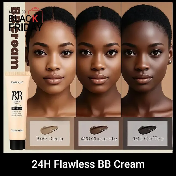 24H Flawless BB Cream-Natural Makeup Effect Sweat-Proof  Full Coverage Moisturizing Clear Uniform Color Brightening Water Concealer Durabledo Not Take Off Makeup Natural Beauty Smooth Lock Makeup