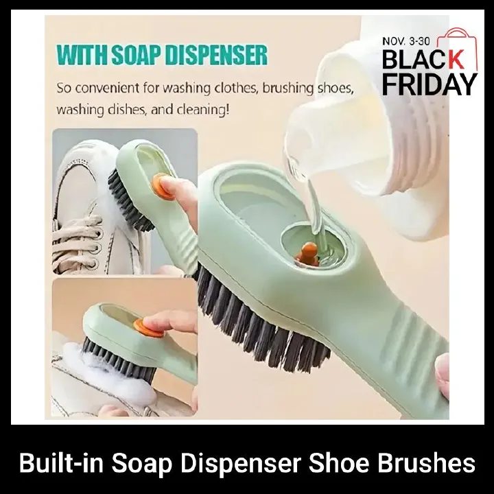 Built-in Soap Dispenser Shoe Brushes Refillable Press-to-Clean Brush Multifunctional Shoe Cleaning Brush Clothing brushes Soft Bristles Squeeze Soap Liquid Multi-Purpose Deep Cleaning