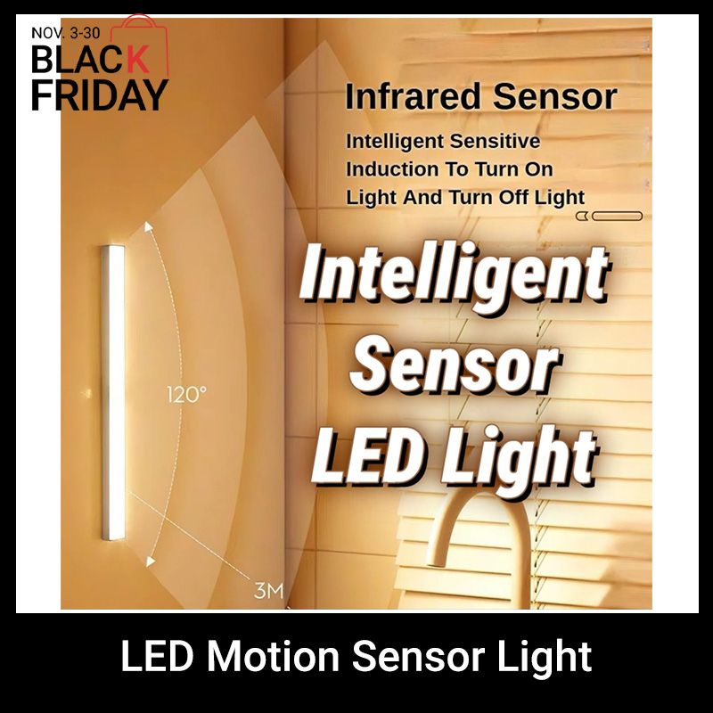 LED Motion Sensor Light - Induction Night Wall Lamp Strip | USB Charging Wireless Smart Light| Bedroom Cabinet Stairs Hallway Bathroom Kitchen Parlor Closet Wardrobe Entrance Ceiling Walls