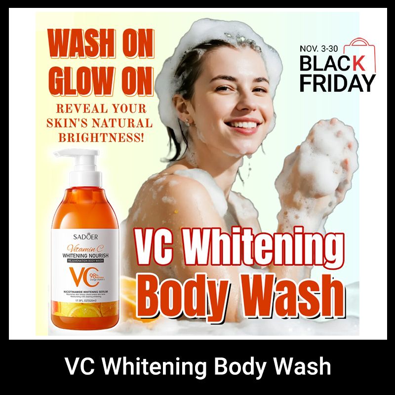 (4pcs free gift) SADOER  Whitening Body Wash vitamin C NOURISH REJUVENATION Amino Acid Clean gently Nourishing skin Moisturizing Fragrance Shower Gel remove dirt Remove mites 520ml