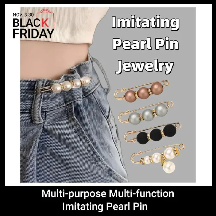 4PCS Multi-purpose Multi-function Imitating Pearl Pin Jewelry, Waist Reduction,pearl Brooch Fixed Girth,decorating Various Clothes/trousers/shirt/dress/sweater/shawl/pant /scarves/jackets/hats/handbag