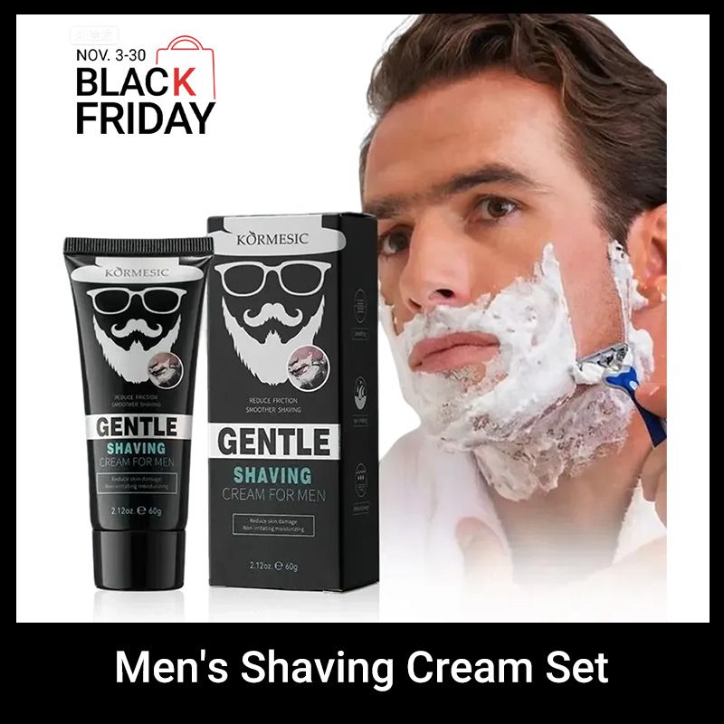 2pcs KORMESIC Men's Shaving Cream Set Aloe Vera Extract Formula Sensitive Skin Ultra Gentle Smooth Shave Beard Safety Razors Prevents Hurt Skin Beard Shaving Foam Bump-Free Anti-Irritation Hydrating