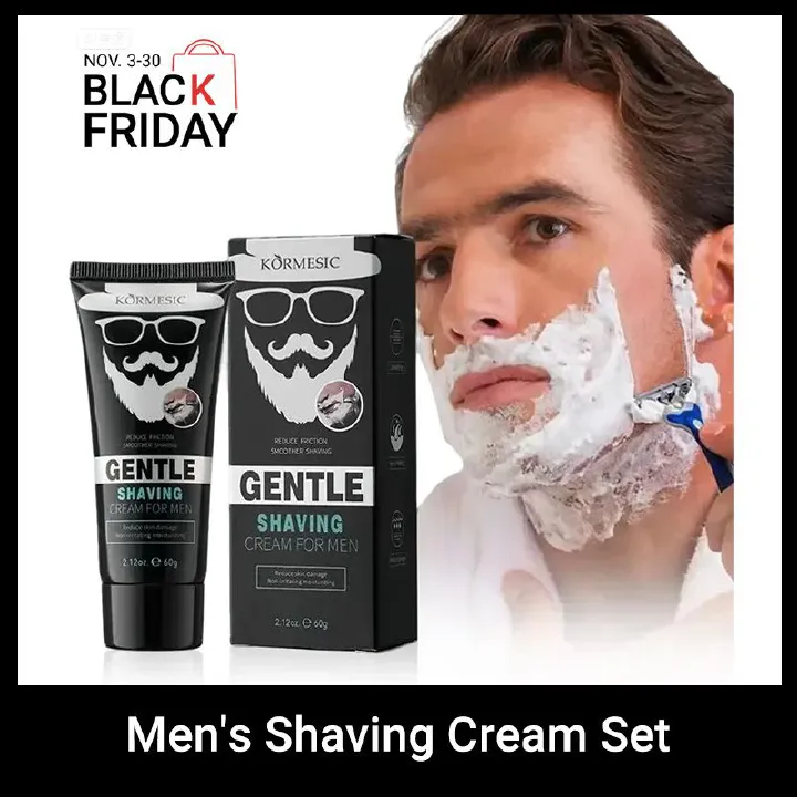 2pcs KORMESIC Men's Shaving Cream Set Aloe Vera Extract Formula Sensitive Skin Ultra Gentle Smooth Shave Beard Safety Razors Prevents Hurt Skin Beard Shaving Foam Bump-Free Anti-Irritation Hydrating