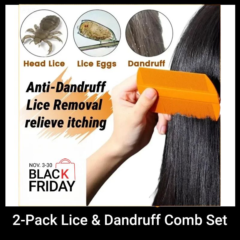 2-Pack Lice & Dandruff Comb Set Traditional Chinese Lice Comb Double-Side Fine Teeth Chemical-Free Lice Removal Safe Stop Itching Dandruff & Head Lice Removal Itch Relief & Scalp Care Children