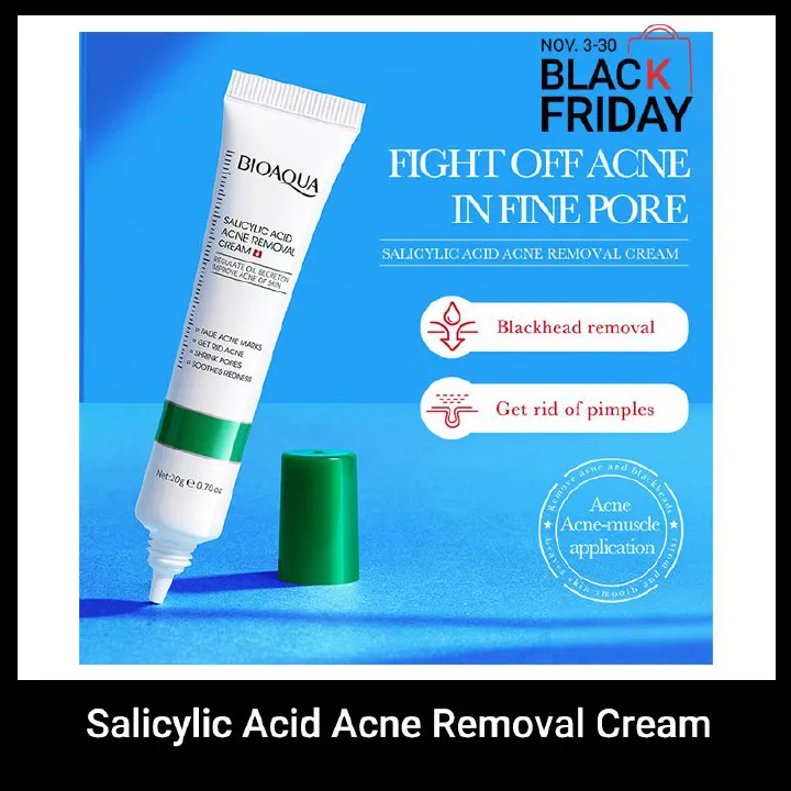 BIOAOUA Skin Care Set Salicylic Acid Acne Removal Cream Treats Pimples Remove Acne Dark Spots Shrinks Pores Oil-Free Budget-Friendly Fade Acne Marks Get Rid Acne Shrink Pores Soothes Redness