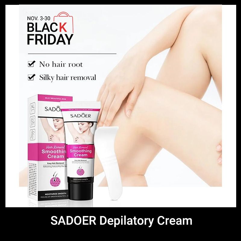 SADOER Depilatory Cream Women & Men Hair Remover Cream Legs Underarms Skin Care Set Alkaline Thioglycolate-Based Fast Acting Painless Prevents Ingrown Hairs Smooth Skin 100% Natural Ingredients