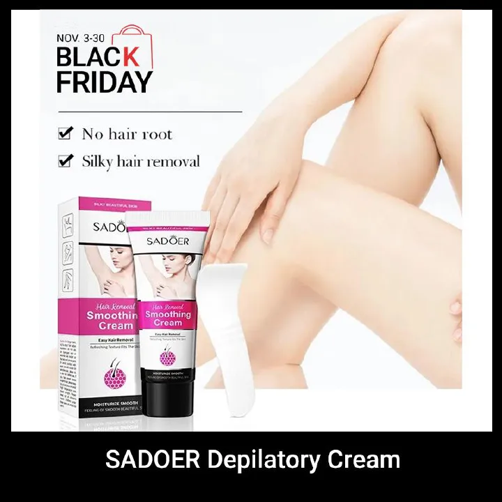 SADOER Depilatory Cream Women & Men Hair Remover Cream Legs Underarms Skin Care Set Alkaline Thioglycolate-Based Fast Acting Painless Prevents Ingrown Hairs Smooth Skin 100% Natural Ingredients