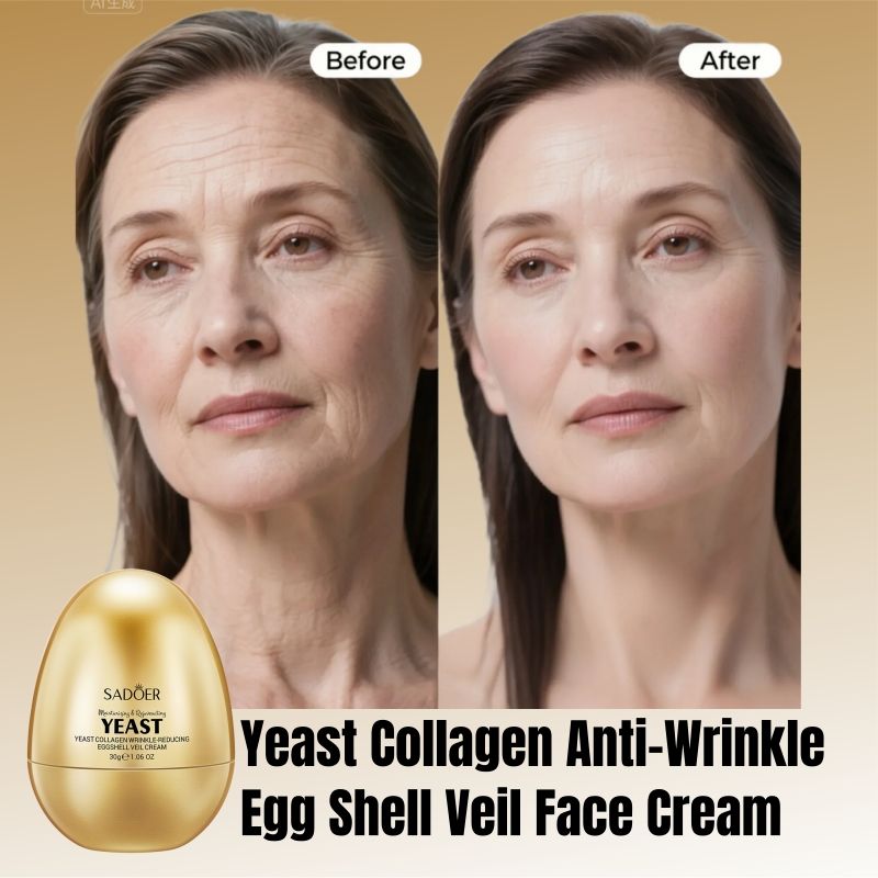 SADOER Anti-Wrinkle Face Cream Yeast Collagen Wrinkle-reducing egg shell veil cream Vitamin E Skincare Set Deep Hydration Mature Aging Skin Care Kit Reduce Fine Lines Firms Face Formulated Dry Climate
