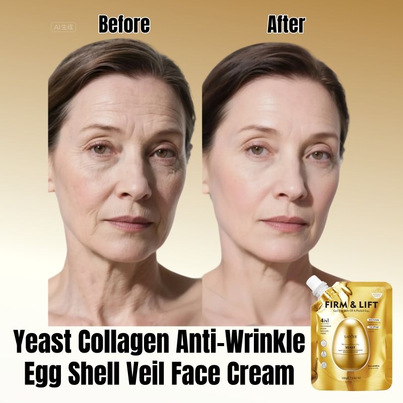 SADOER Anti-Wrinkle Face Cream Yeast Collagen Wrinkle-reducing egg shell veil cream Vitamin E Skincare Set Deep Hydration Mature Aging Skin Care Kit Reduce Fine Lines Firms Face Formulated Dry Climate