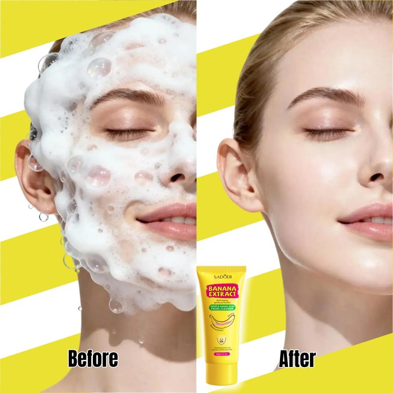 2pcs SADOR Banana Face Wash Facial Cleanser Foam Facial cleanser Foam Cleanser Skin Care Face Cleanser Amino Acid Brightening Oil Control Deep Pore Cleanser Sensitive Skin Ph Balanced Natural Skincare