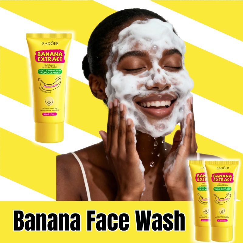 2pcs SADOR Banana Face Wash Facial Cleanser Foam Facial cleanser Foam Cleanser Skin Care Face Cleanser Amino Acid Brightening Oil Control Deep Pore Cleanser Sensitive Skin Ph Balanced Natural Skincare