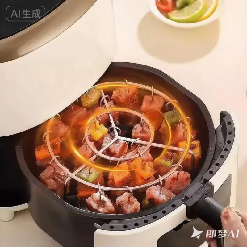 Air Fryer Grill & Rack Set Grill Gridiron Home Griller BBQ Grill Barbecue Grill Veggies Rust Proof Stainless Steel Skewer Rack 24pcs Skewer Grill Hanging Circular Oven Grill Rack Meet Beef Chicken