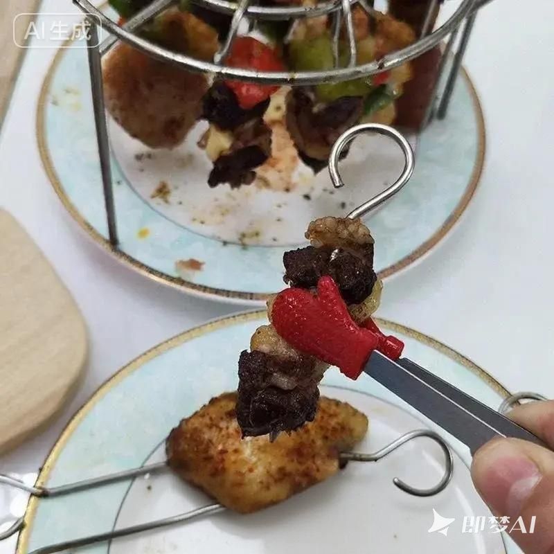 Air Fryer Grill & Rack Set Grill Gridiron Home Griller BBQ Grill Barbecue Grill Veggies Rust Proof Stainless Steel Skewer Rack 24pcs Skewer Grill Hanging Circular Oven Grill Rack Meet Beef Chicken