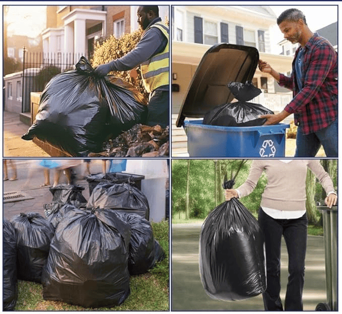 50 Pcs Black Trash Bags ,Garbage Bags Bin Liners
Garbage bin liners, also called trash bags or refuse sacks, are essential disposable containers, contain refuse, ensuring better hygiene.