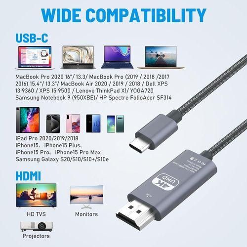 USB Type C to HDMI Display Adapter for Laptops Tablets and Phones, High Definition Video Output, Compact Plug and Play Converter