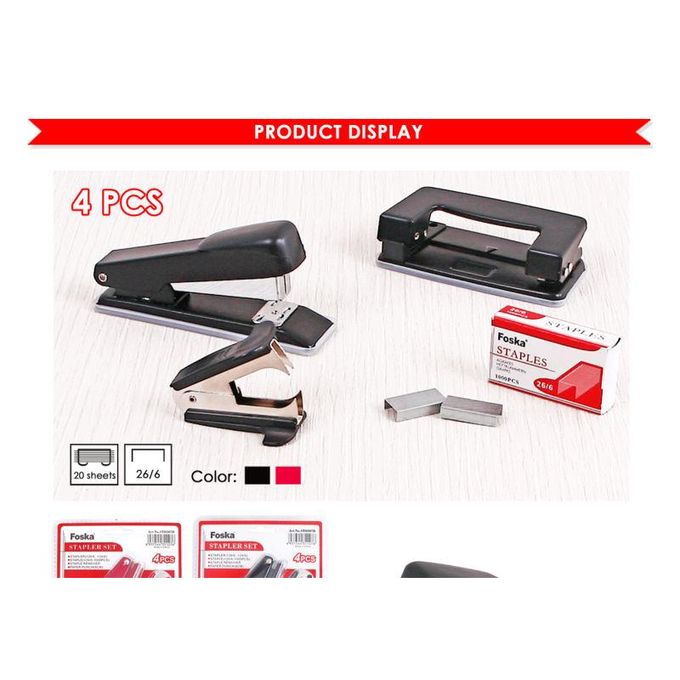 4 Piece Stapler & Paper Punch Set