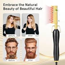 Hot Comb Multi-Functional Hair Straightener, Electric Heating Comb Hair Straightener  (Black Gold)