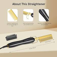 Hot Comb  PLUS WIG CAP Multi-Functional Hair Straightener, Electric Heating Comb Hair Straightener  (Black Gold)