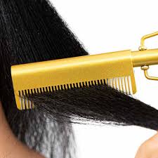 Hot Comb  PLUS WIG CAP Multi-Functional Hair Straightener, Electric Heating Comb Hair Straightener  (Black Gold)