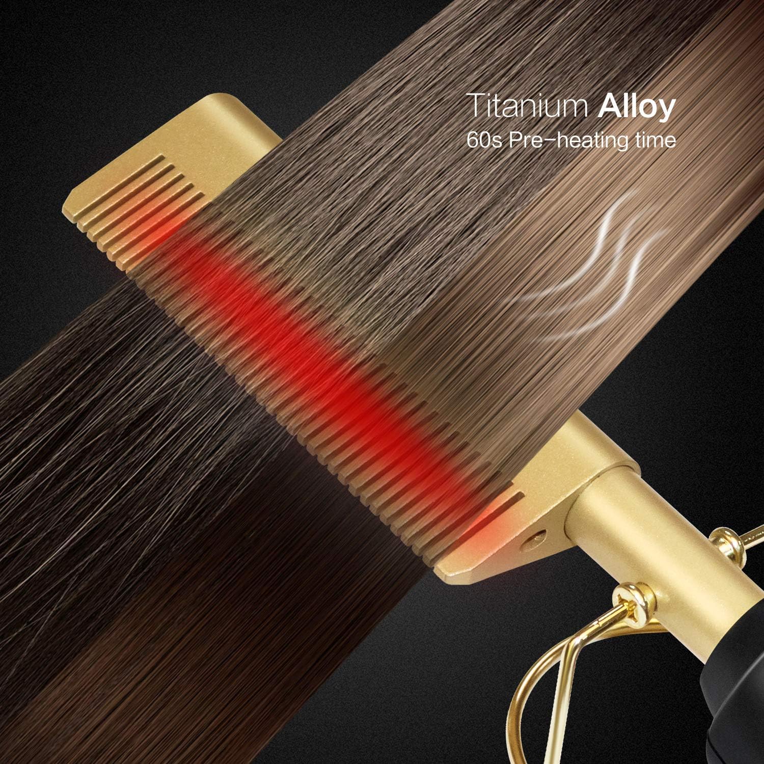 Hot Comb  PLUS WIG CAP Multi-Functional Hair Straightener, Electric Heating Comb Hair Straightener  (Black Gold)