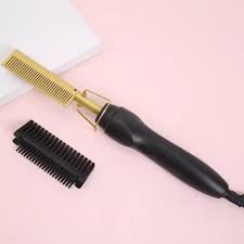 Hot Comb  PLUS WIG CAP Multi-Functional Hair Straightener, Electric Heating Comb Hair Straightener  (Black Gold)