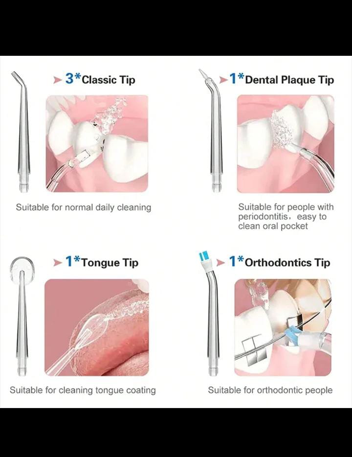 NEW Electric Oral Irrigator Cordless,USB Rechargeable Dental Water Flosser with 4 Nozzles and 3 Pressure Modes,Teeth Cleaning and Whitening 4 Jet Tip IPX7 Waterproof Teeth Cleaner