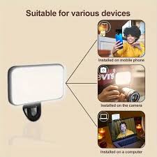 LED Selfie Light with Color Modes Clip Phone Light for Video Conferencing Photography Color Options for Lighting