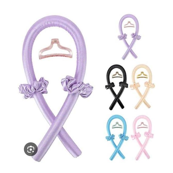 Heatless Curlers Headband Purple Hair Curlers No Heat Heatless Curling Rod Headband Sleeping Overnight Hair Rollers with Hairs Claw,Soft Silk DIY Styling Tools Kit