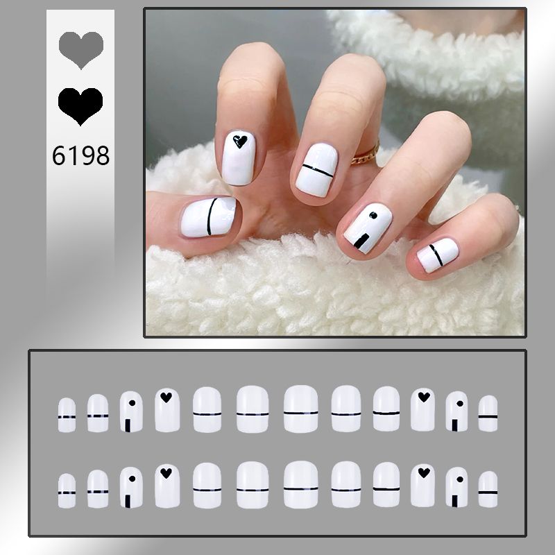 New 24 Pieces Short Plastic Art Fake Nails - Press-On Reusable Full Cover False Nail Tips for Nail Art Decoration