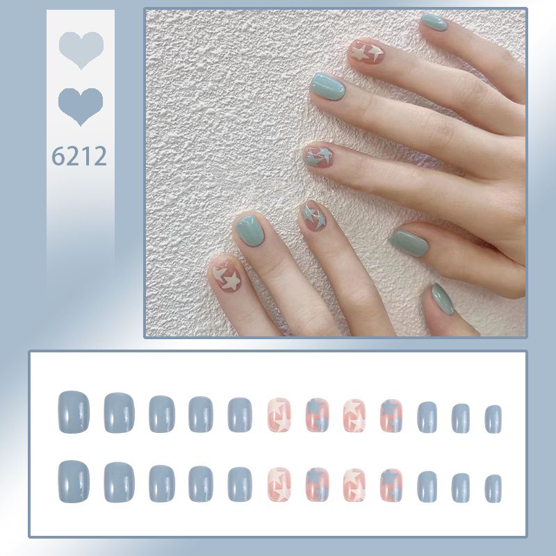 New 24 Pieces Short Plastic Art Fake Nails - Press-On Reusable Full Cover False Nail Tips for Nail Art Decoration