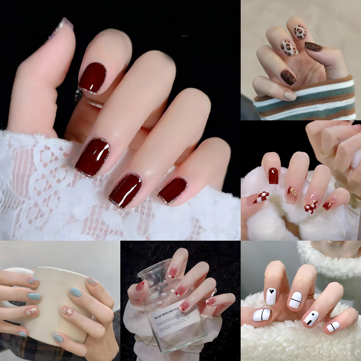 New 24 Pieces Short Plastic Art Fake Nails - Press-On Reusable Full Cover False Nail Tips for Nail Art Decoration