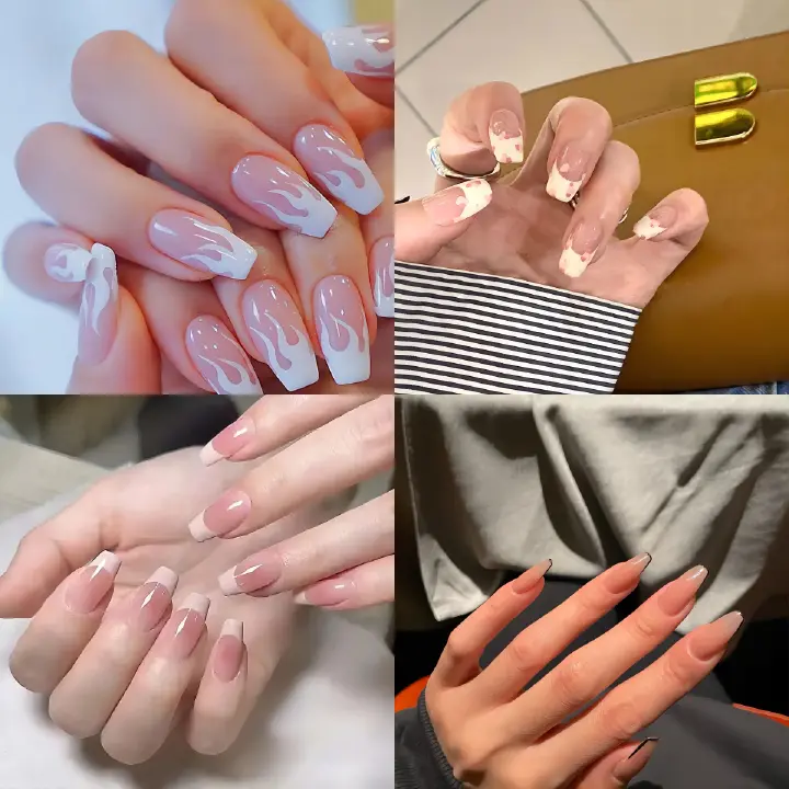 24PCS/Set Designer Artificial Nails - False Nail Tips with Glue, Press-On Nails, Nail Art Tools and Accessories