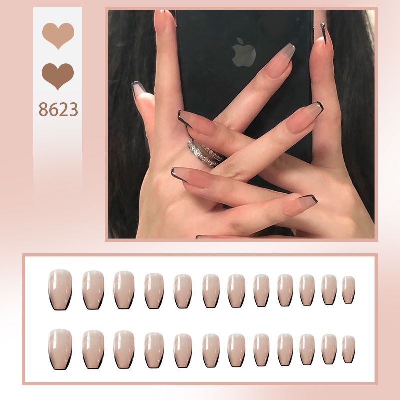 24PCS/Set Designer Artificial Nails - False Nail Tips with Glue, Press-On Nails, Nail Art Tools and Accessories