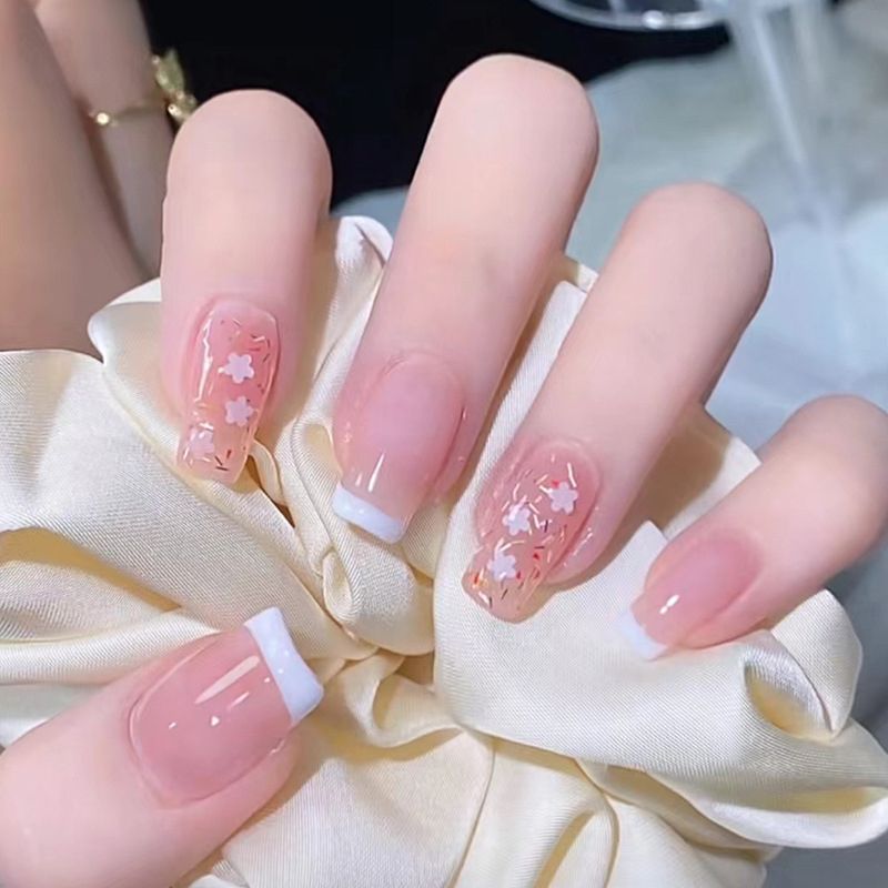New 24pcs False Nails Set - Reusable Stick-On Nail Tips with Jelly Stickers, Full Coverage, Easy Application, Long-Lasting